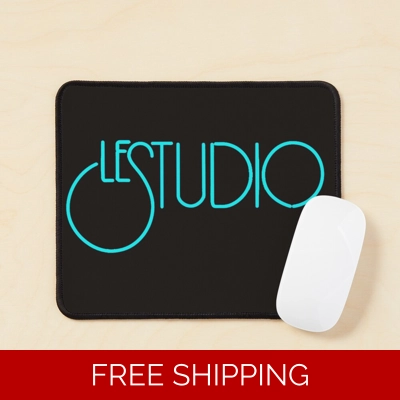 Le Studio Mouse Pad Black Aqua Blue Logo